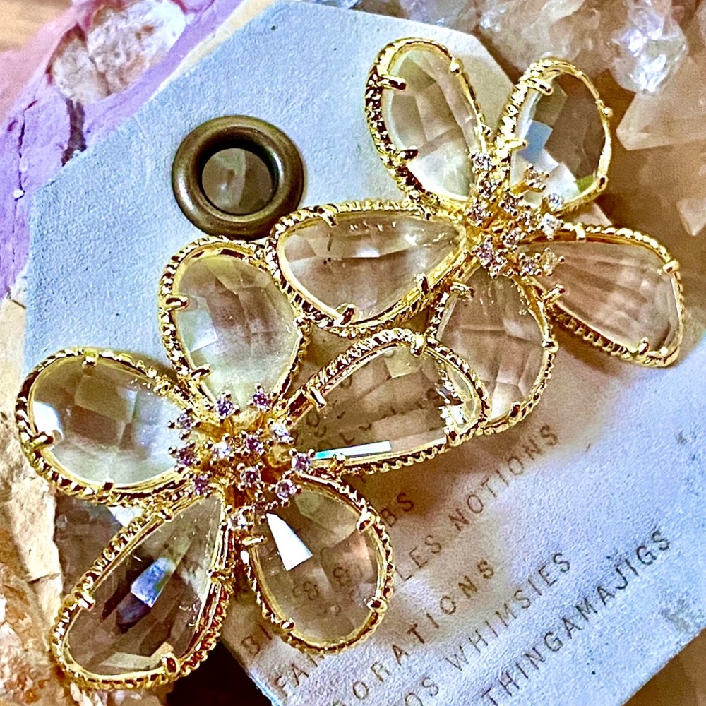 NWT Anthropologie Floral Tapestry Crystal Earrings